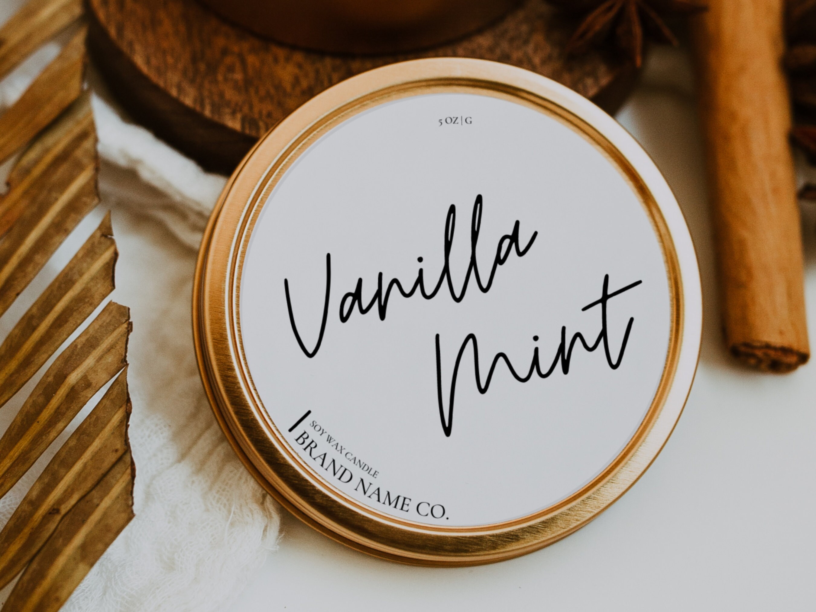 Candle Wrapper Label Round Candle Label Template, Editable Candle Lid Sticker Label, Pre ...