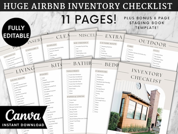 Airbnb Inventory Checklist Template, Editable Airbnb Essential Items List, Printable Vacation Rental Download, Host Amenities Guide