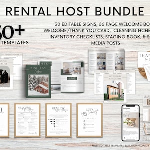 Airbnb Host Bundle Template, Editable Airbnb Signs, Welcome Book Template, Airbnb Cleaning Checklist, Inventory Checklist, VRBO Host Bundle