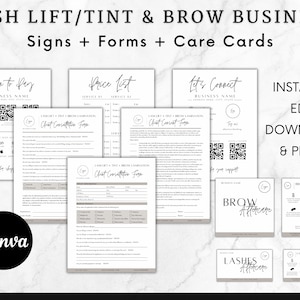 Lash Lift and Tint Consent Form, Brow Lamination Form, Brow Tech Templates, Esthetician Waivers, Lash Tech Printable, Eyebrows Client Intake