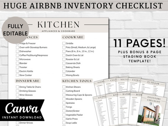 Airbnb Inventory Checklist Template, Editable Airbnb Essential Items List, Printable Vacation Rental Download, Host Amenities Guide