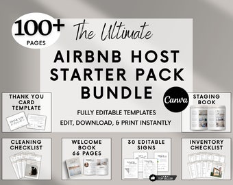 Airbnb-Host-Bundle-Vorlage Airbnb-Schild Bearbeitbares Willkommensbuch Airbnb-Vorlage Airbnb-Reinigungscheckliste Inventar-Checkliste VRBO-Host-Bundle