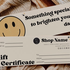 Retro Gift Certificate Template, DIY Printable Gift Voucher Certificate, Editable Gift Card, Spa Gift Certificate, Printable Template