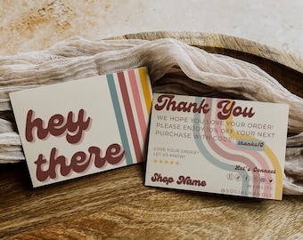 Retro Thank You Card Template, Editable Small Business Thank You Template, Customizable Package Insert Card, Printable Mailer Card