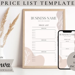 Boho Price List Template, Editable in Canva,Printable Spa Salon Price List, Hair Pricing Flyers, Instagram Story Template, Bundle Price List