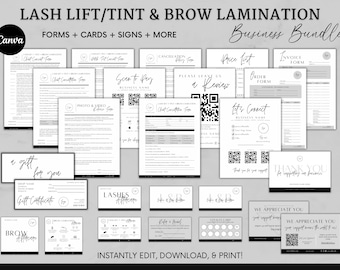Editable Lash Lift and Brow Lamination Templates, Printable Esthetician Forms, Lash Intake and Consent Form, Beauty Salon Canva Templates