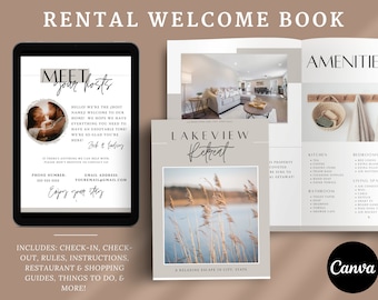 Airbnb Welcome Book Template, Short Term Rental Vacation Rental Template, House Host Manual Guidebook Template, Guest Book Canva Template