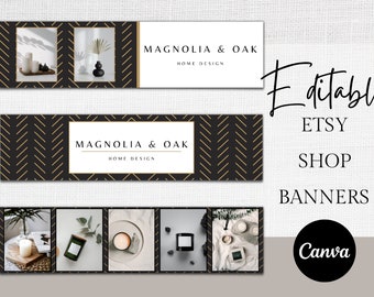 Modèle de bannière Etsy modifiable dans Canva, Etsy Photo Cover Template, Etsy Shop Graphic, Branding Kit, Modern Graphic Bundle, Etsy store Banner