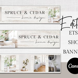 Etsy Banner Template Editable in Canva, Etsy Photo Cover Template, Etsy Shop Graphic, Branding Kit, Modern Graphic Bundle, Etsy store Banner