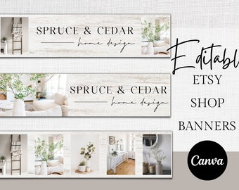Modèle de bannière Etsy modifiable dans Canva, Etsy Photo Cover Template, Etsy Shop Graphic, Branding Kit, Modern Graphic Bundle, Etsy store Banner