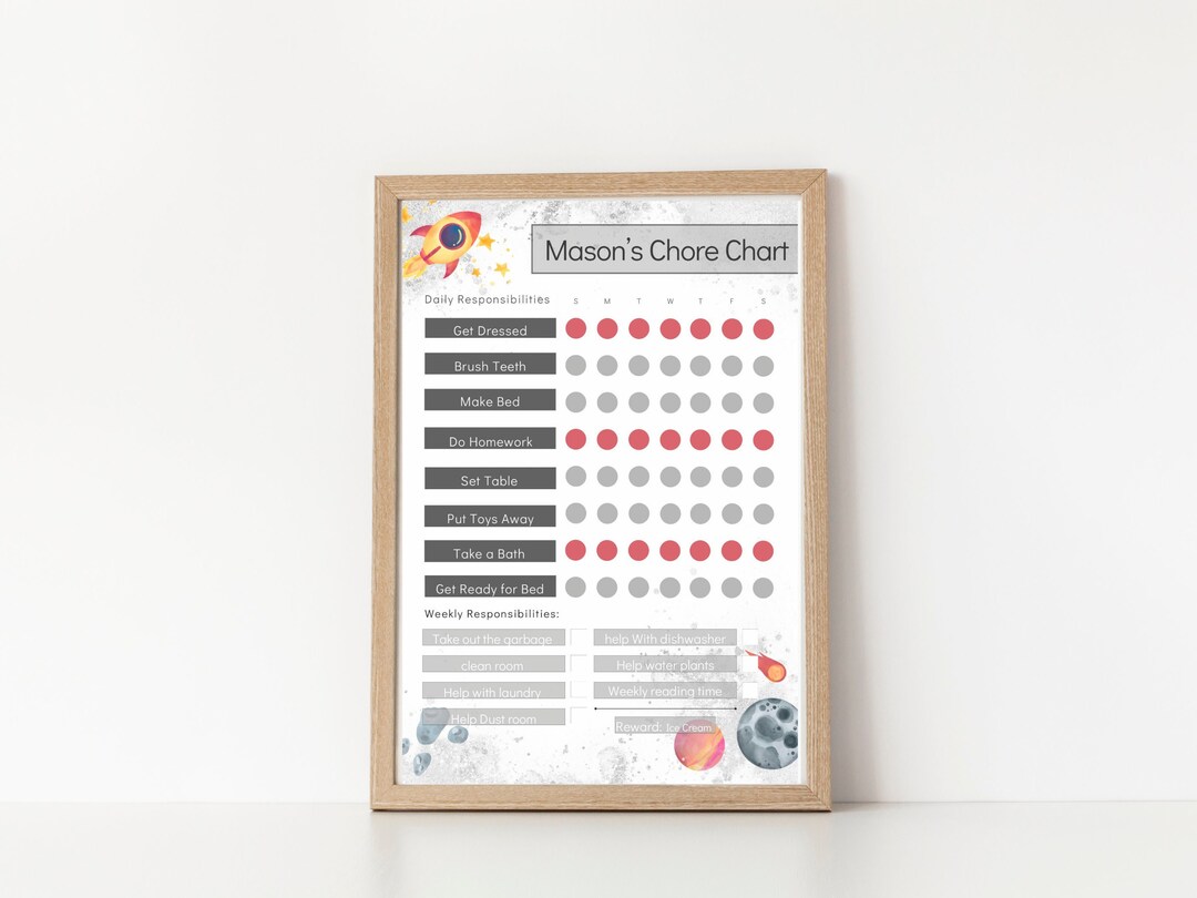 Editable Outer Space Chore Chart for kids Printable Reward - Etsy Portugal