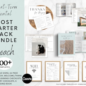 Airbnb Host Bundle Template, Editable Airbnb Signs, Welcome Book Template Beach, Cleaning Checklists, Airbnb Printables, VRBO host bundle