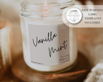 Modern Candle Label Template, Editable Candle Label Design, Customizable Candle Label Template, Candle Sticker, Minimal Label Design