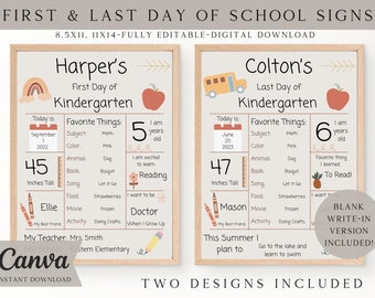 Printable Editable Back to School Sign, first day of school sign printable, first and last day of school, neutral back to school, poster