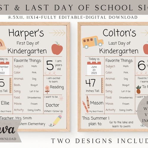 First Day of School Printable Back to School Sign First Day - Etsy