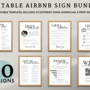 Airbnb Sign Bundle Template Airbnb Signage Signs for Rental Home Wifi Sign Airbnb Welcome Book Check out list Airbnb Host Simple Signs