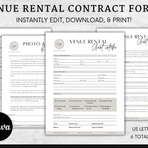 Venue Rental Forms Bundle, Wedding Venue Contract Template, Event Center Services Agreement, Event Hosting Client Intake, Venue Packages