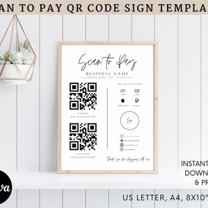 Printable Payment Sign, QR Code Sign Template, Scan to Pay Sign, Accepted Payments Sign, CashApp Paypal Sign Customizable QR Code