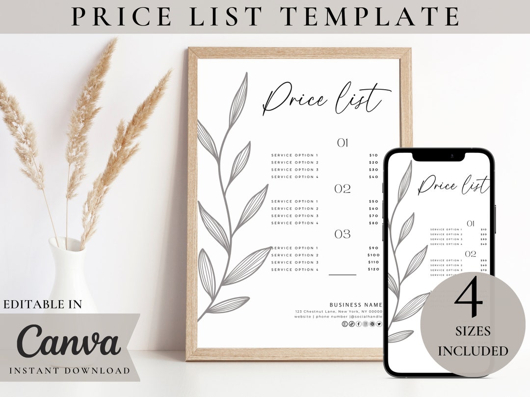 Price List Sign, Editable Price List Sign Printable, Beauty Hair Salon ...