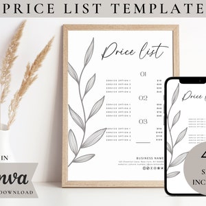 Price List, DIY Flyer Template Design, Price Sheet, Hair Pricing Flyer, Pricelist Flyer, Pricing Guide Sheet, Premade Salon Business Flyer