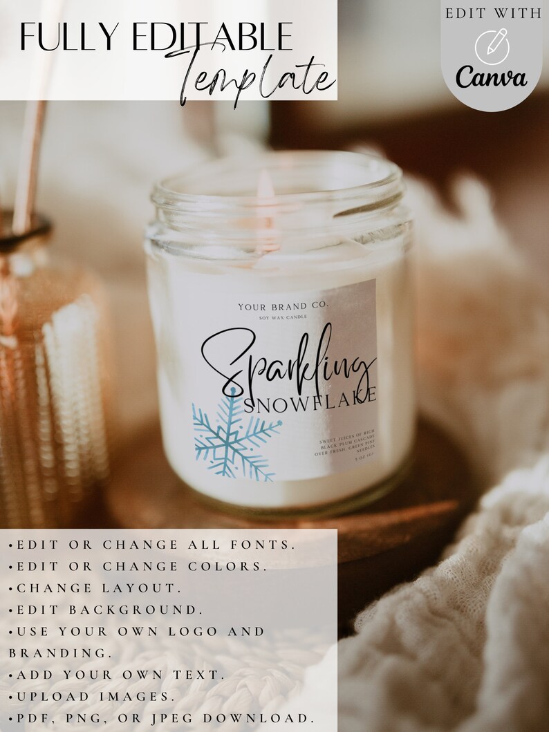 Holiday Candle Label Template Editable Candle Label Design - Etsy