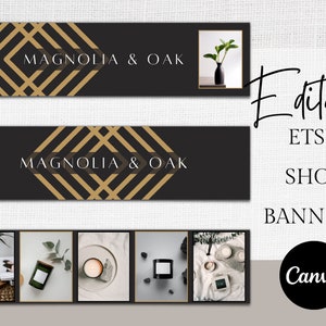 Etsy Banner Template Editable in Canva, Etsy Photo Cover Template, Etsy Shop Graphic, Branding Kit, Modern Graphic Bundle, Etsy store Banner