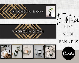 Modèle de bannière Etsy modifiable dans Canva, Etsy Photo Cover Template, Etsy Shop Graphic, Branding Kit, Modern Graphic Bundle, Etsy store Banner