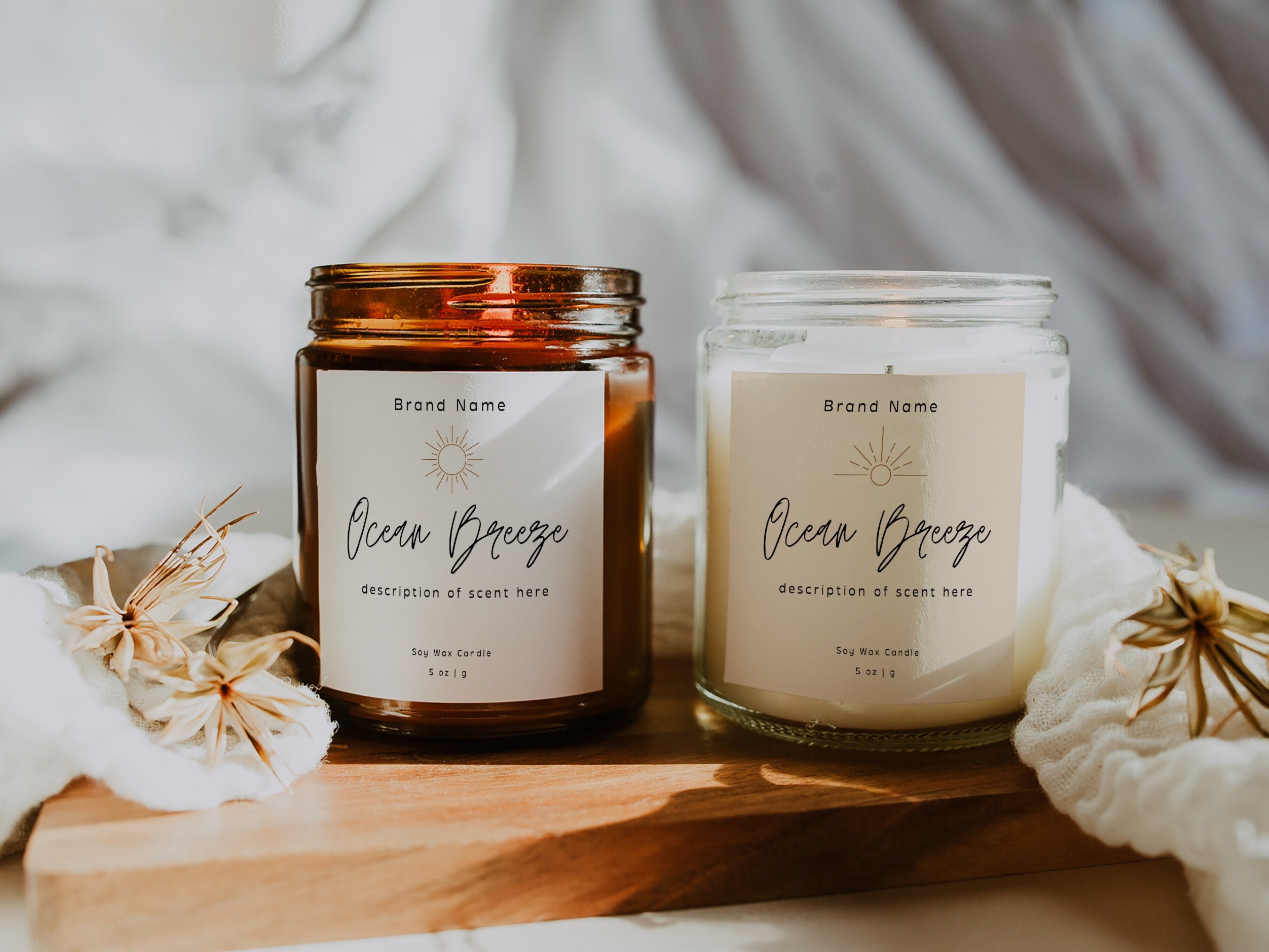 Printable Candle Labels Template Summer Candle Label Design Personalized Candle Label Custom Product Label Template Editable in Canva Etsy