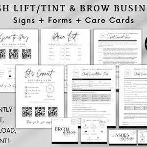 Editable Lash Lift and Brow Lamination Templates, Lash Intake and Consent Forms, Printable Esthetician Forms, Beauty Salon Spa Canva Signs