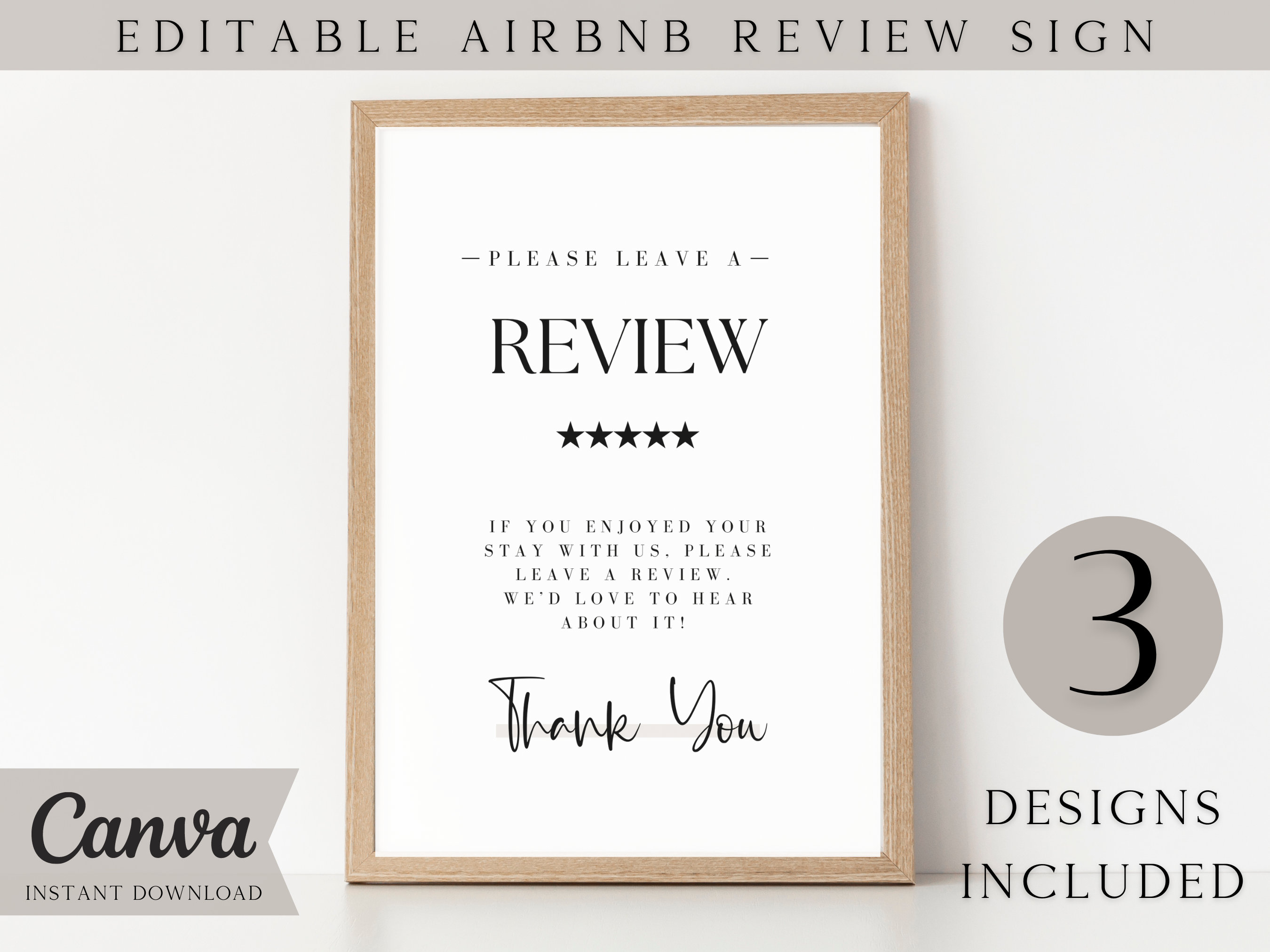 Airbnb Review Sign Template, Editable Airbnb, Signs Vacation Rental Home,  Review Sign Printable, Canva Template, Airbnb Host, Simple Signs - Etsy