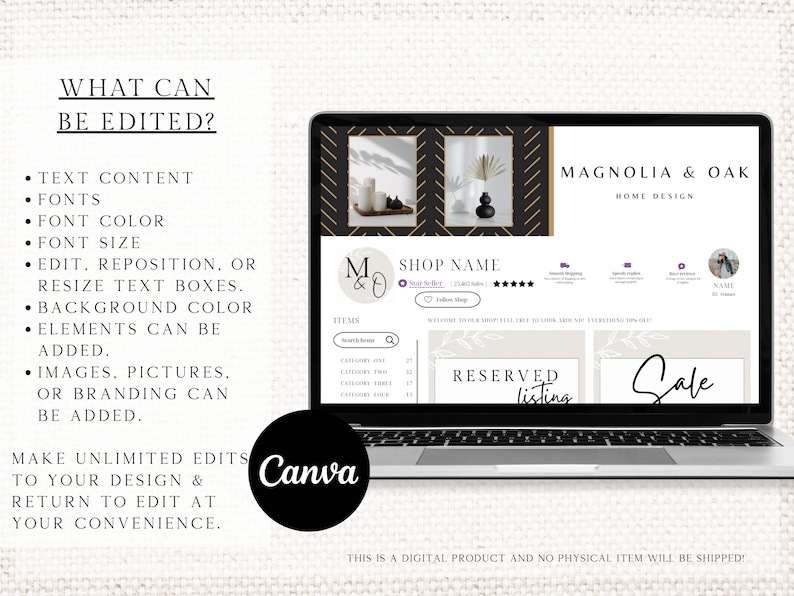 Etsy Banner Template Editable in Canva Etsy Photo Cover Etsy