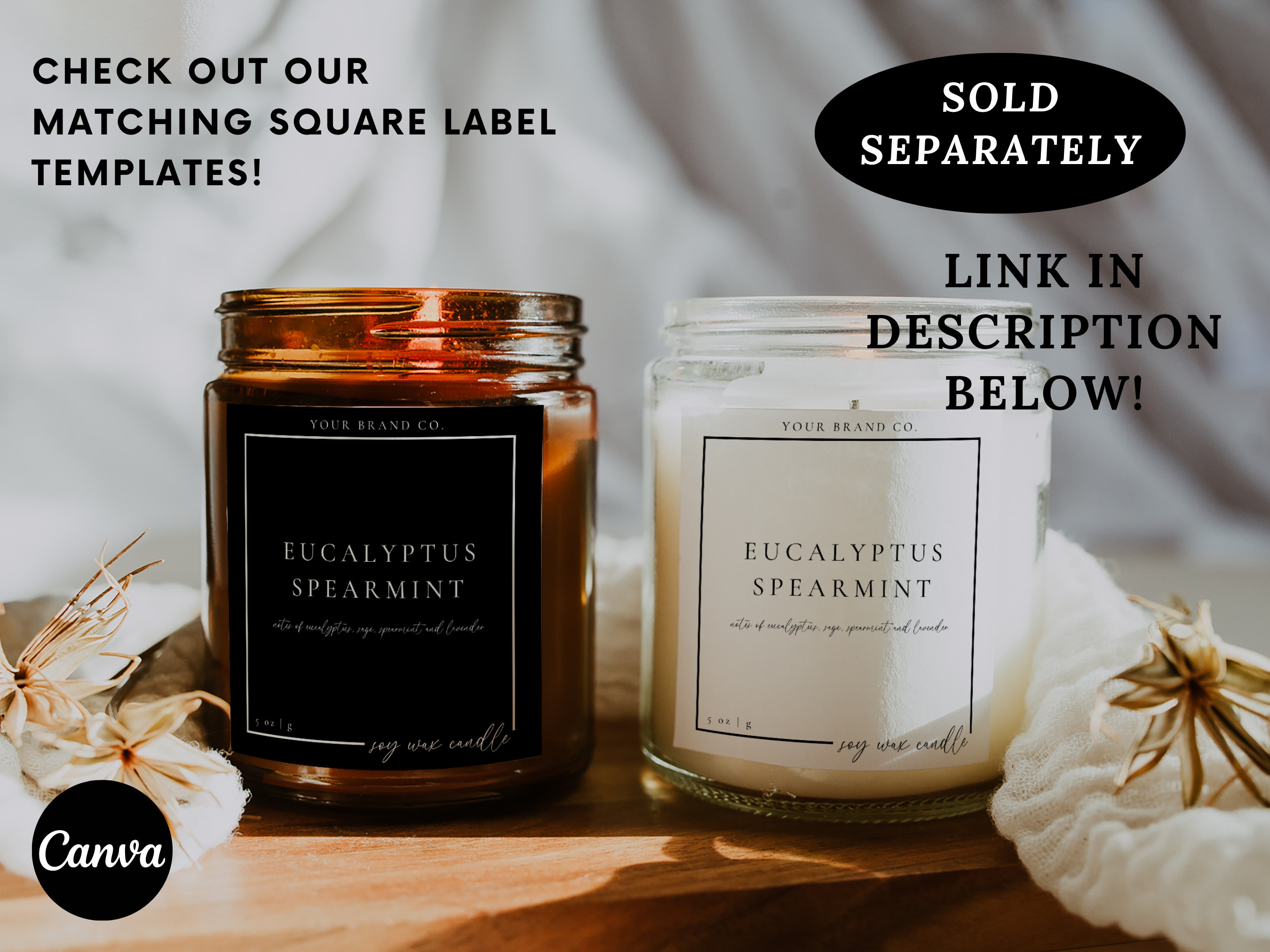 Candle Wrapper Label Round Candle Label Template, Editable Candle Lid Sticker Label, Pre ...