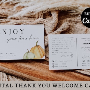 Fall Airbnb Host Welcome Card Template Airbnb Feedback Card Editable Postcard Airbnb Guest Rating & Review Form Airbnb Welcome Book STR Host