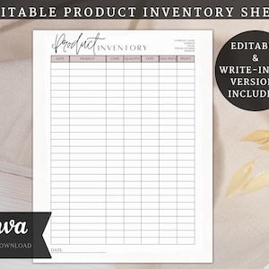 Editable Inventory Management Form, Inventory Tracker PDF, Product Inventory, Business Inventory Sheet, Inventory List, Printable Canva