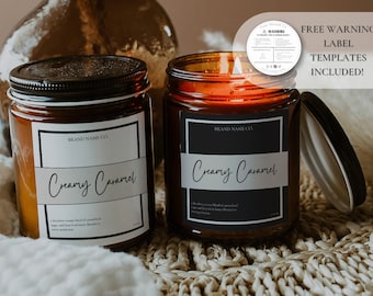 Modern Candle Label Template, Editable Candle Label Design, Minimal Label Design, Customizable Candle Label Template, Candle Sticker