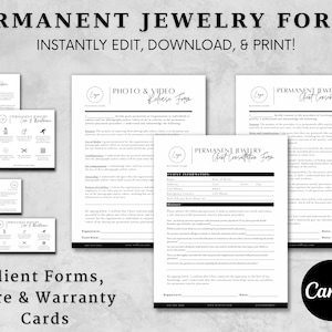 Modèles de formulaires pour bijoux permanents, kit de démarrage d'entreprise de bijoux permanents, lot de formulaires de consentement pour bijoux permanents, formulaire d'admission client modifiable