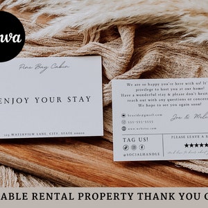 Airbnb Host Thank You Card Template, Editable Canva Airbnb Rental Marketing Template, Airbnb Host Editable Welcome Card For Guests