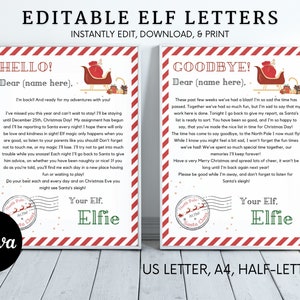 Carta de llegada de elfo editable Carta de retorno Elfo de Navidad He vuelto Elfo Bienvenido Elfo de Navidad Carta de tu elfo Plantilla imprimible Canva