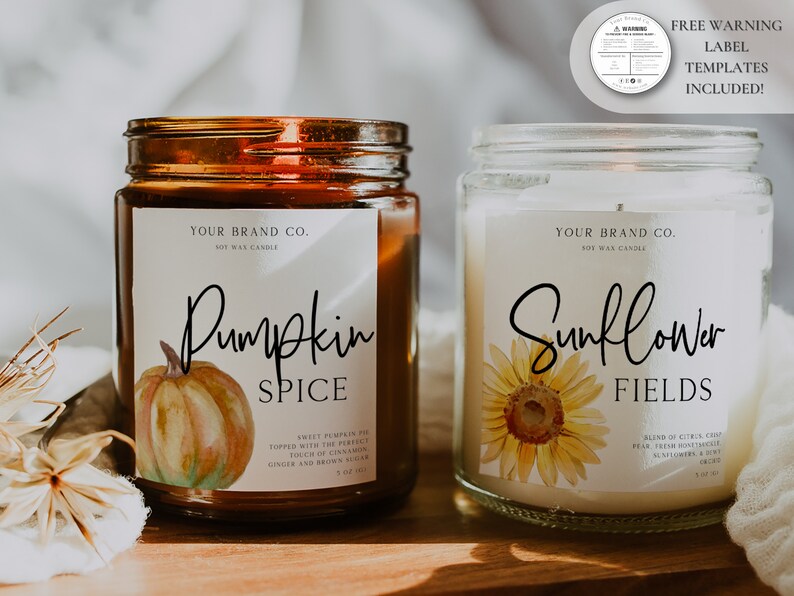 Fall Candle Label Template Editable Candle Label Design - Etsy