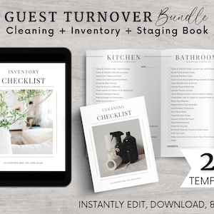 Airbnb Guest Turnover Binder Template, Editable Airbnb Inventory Checklist & Cleaning Checklist Templates, VRBO Cleaning Vacation Rental STR