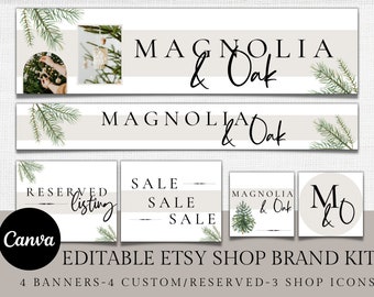 Kit de vacances Etsy Shop Graphic Bundle, Etsy Banner Template, DIY Etsy Store Branding, Editable Etsy Store Banner, Etsy Store Slider