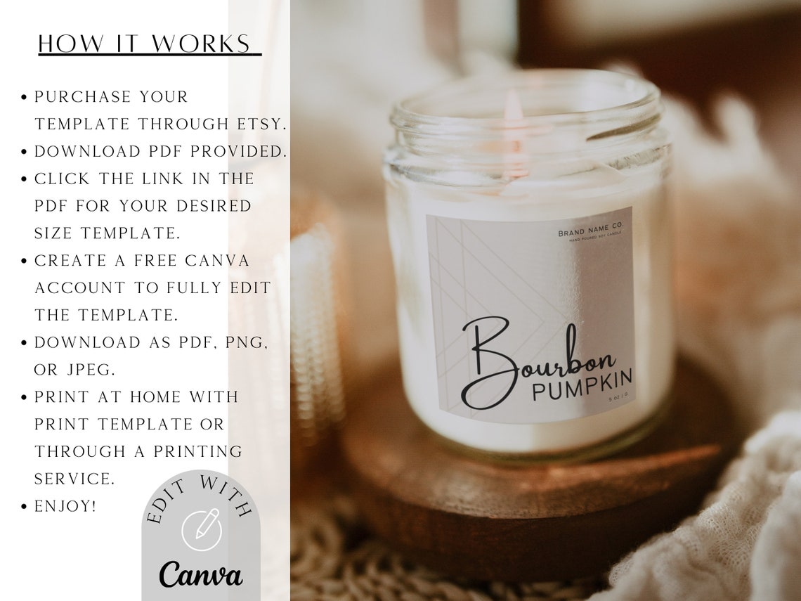 Printable Candle Labels Template Modern Candle Label Design Etsy