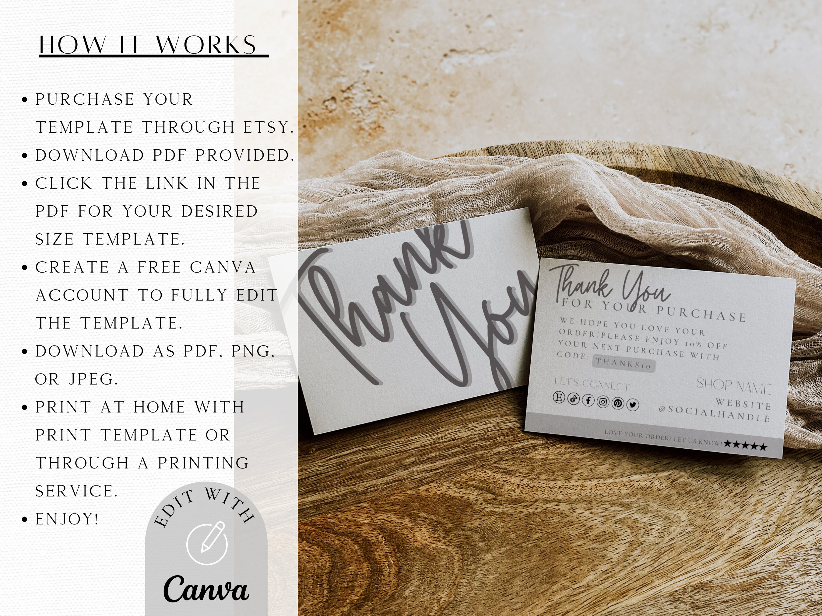 Business Thank You Card Editable Modern Printable Thanks for - Etsy