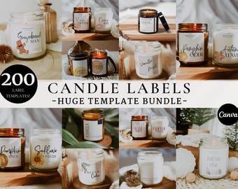 Editable Candle Label Bundle, Customize Candle Label Design Candle Label Template Canva Candle Sticker Label Christmas Candle Label Template