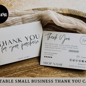 Thank You Card, DIY Marketing Cards Template Design, Thank You For Order Packaging Card, Package Insert Thank You Cards, Small Business Card