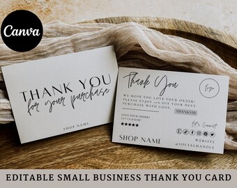 Thank You Card, DIY Marketing Cards Template Design, Thank You For Order Packaging Card, Package Insert Thank You Cards, Small Business Card