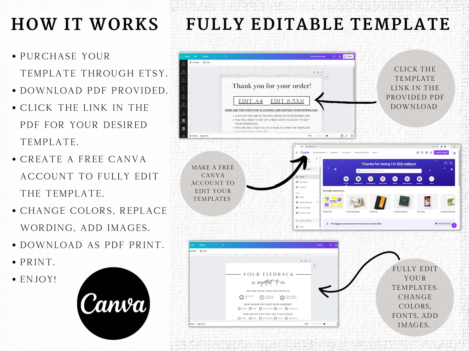 Editable Feedback Form Guest, Airbnb Host, VRBO, Canva Template, Hotel ...