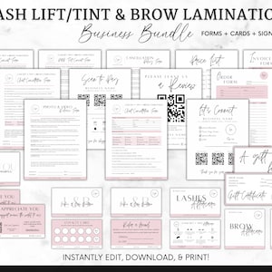 Editable Lash Lift and Brow Lamination Templates, Printable Esthetician Forms, Lash Intake and Consent Form, Beauty Salon Canva Templates