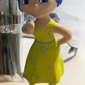 Recycled Clay Happy Joyful Girl Figurine- Handmade inspired Character Art.