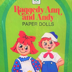 Bonecas de papel Raggedy Ann e Andy Vintage 1982 PDF para impressão Download digital instantâneo Bonecas de pano de brinquedo de infância fofas Clipart